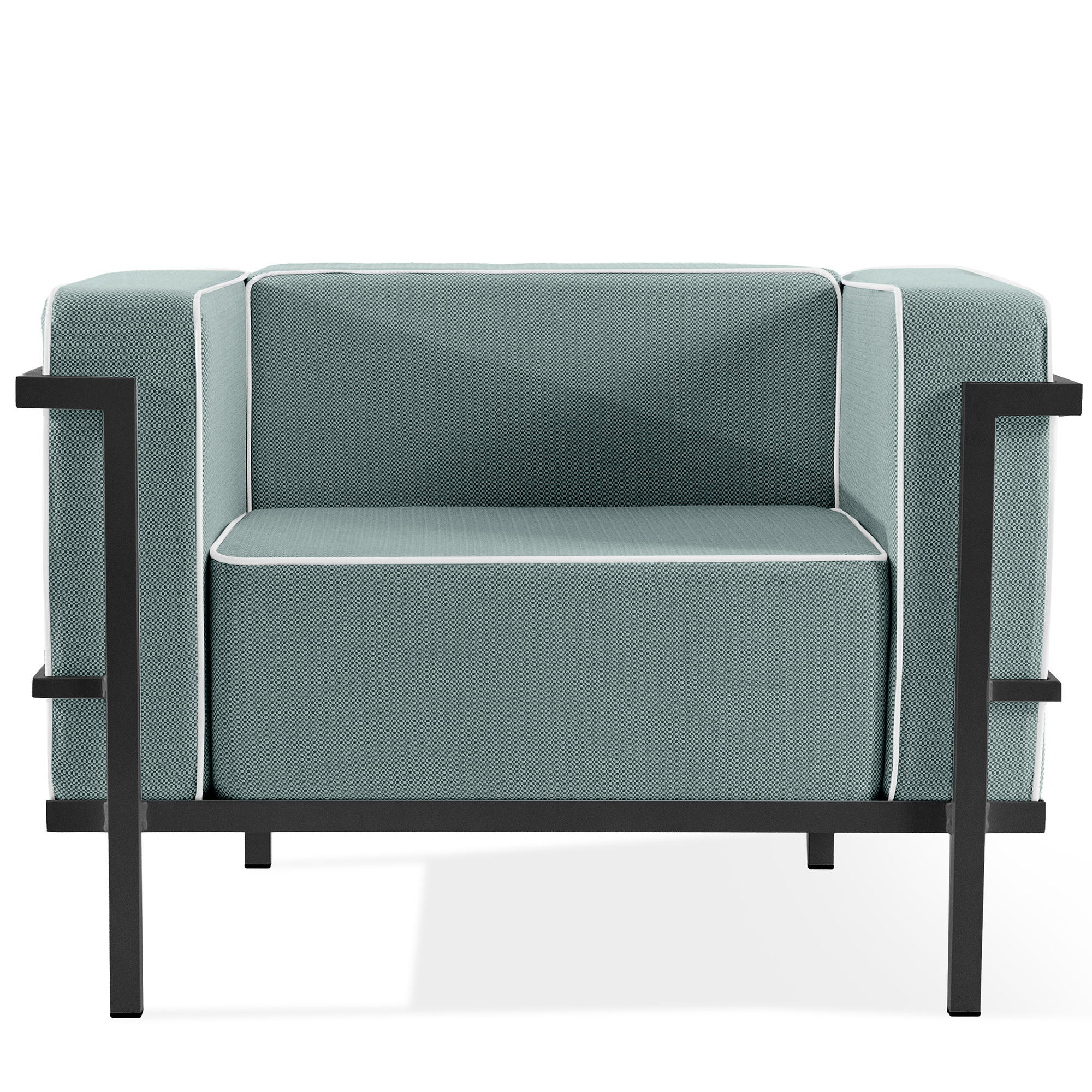 GARTENSESSEL TRIGLO Stahlgestell, Modern, Dunkelgrau - Dunkelgrün/Dunkelgrau, Textil/Metall (99/70/69cm) - KONSIMO®
