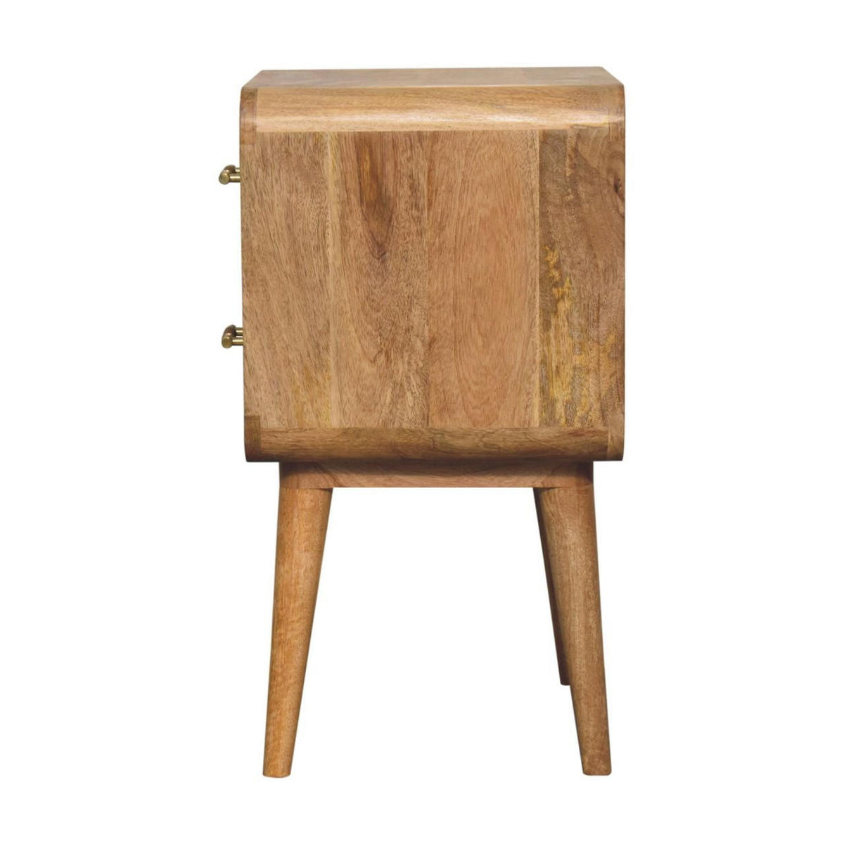 NACHTTISCH T-Bar Riffel, beige - Beige/Messingfarben, Mangoholz/Holz (35/65/45cm) - Artisan Furniture