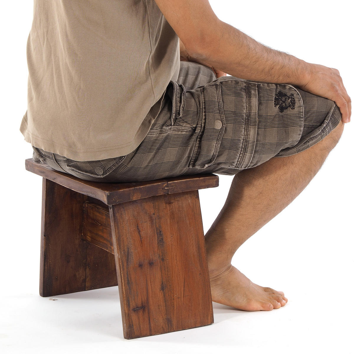 HOCKER SCHEMEL 40 Mahagoni Massivholz 02 hellbraun - Hellbraun, Holz (40/31/25cm) - DESIGN DELIGHTS