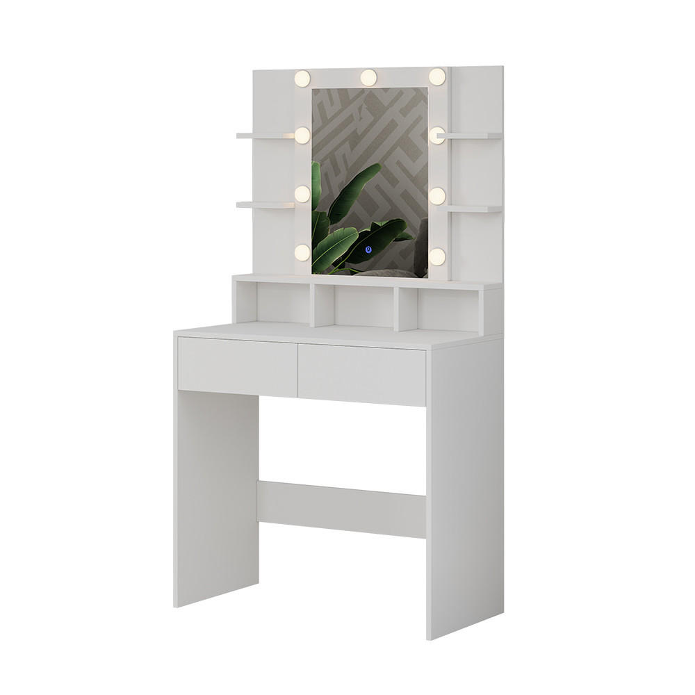 SCHMINKTISCH Taylor Weiß 80 cm mit LED Beleuchtung - Weiß, Holzwerkstoff (80/146.5/40cm) - Vicco
