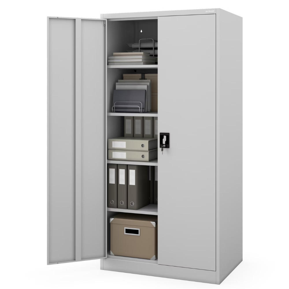 AKTENSCHRANK abschließbar KADO Flügeltüren 185x90x60cm Grau - Grau, Metall (90/185/60cm) - DELUKE
