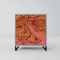 SIDEBOARD FLOATING THOUGHTS, Grau, 57,5x42x67,5 cm, Schwarze Metall-Rahmenfüße - Multicolor/Schwarz, Holzwerkstoff/Metall (57.5/67.5/42cm) - SpaceRebels
