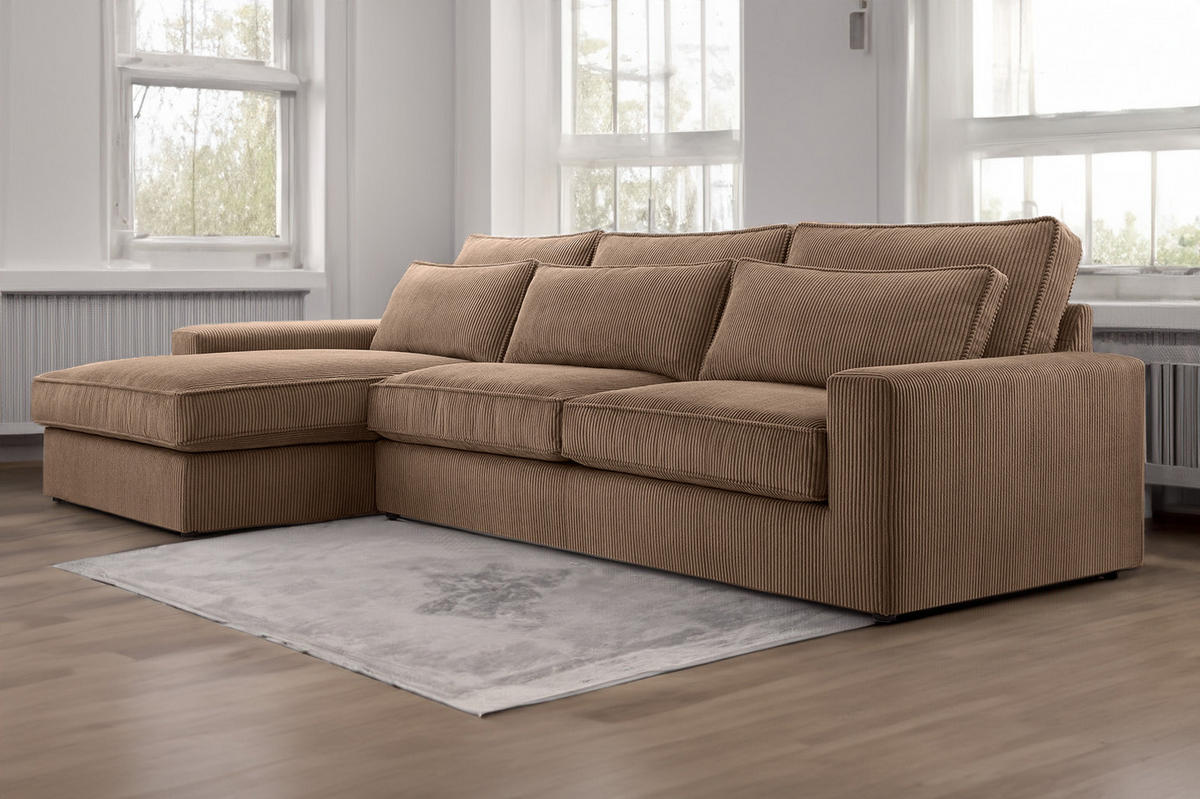ECKSOFA 4 Sitzer Medan Mini, Braun - Braun, Textil (276/176cm) - Fedve