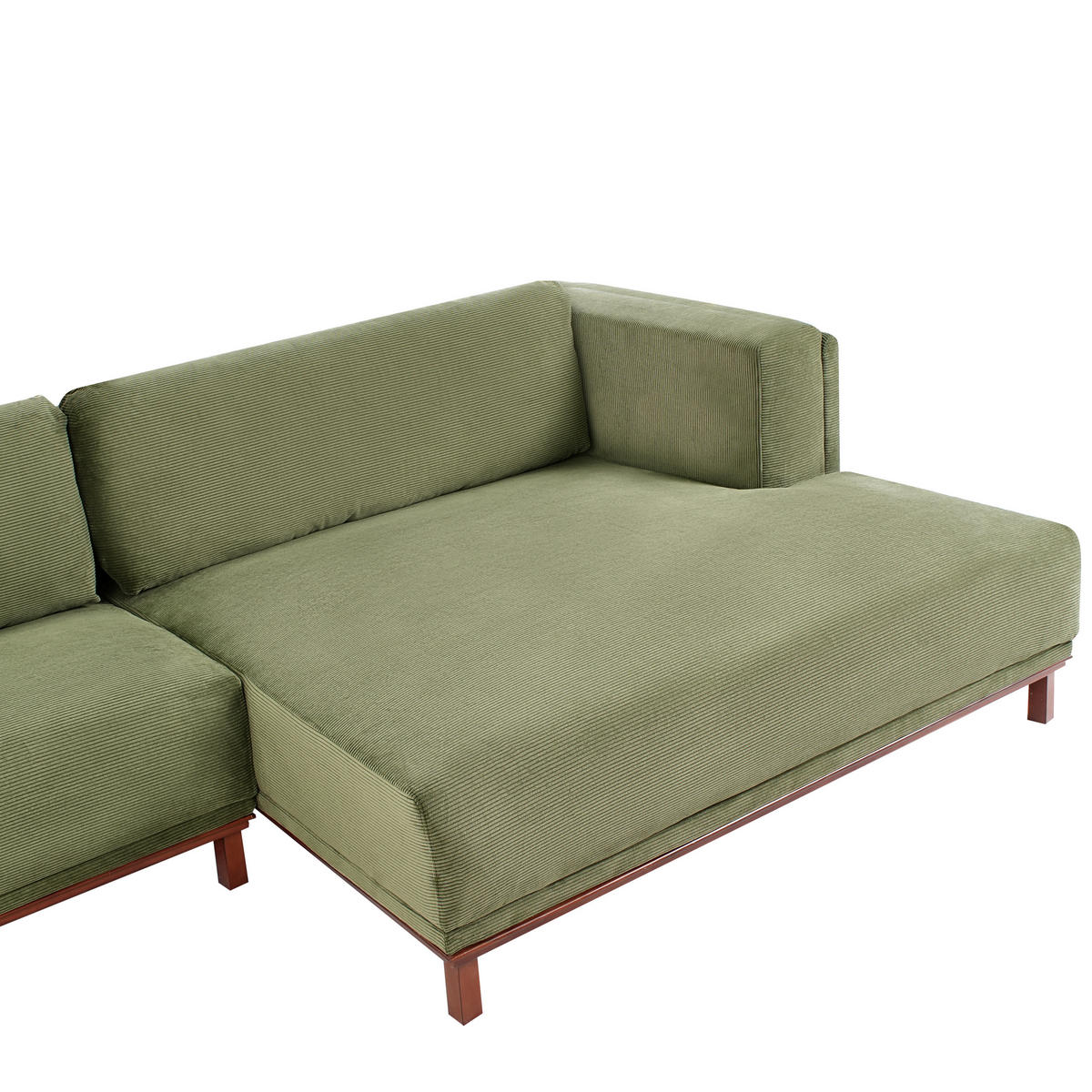 ECKSOFA 4-Sitzer Cord Grün linksseitig Veng - Hellbraun/Braun, Textil (310/155cm) - Beliani