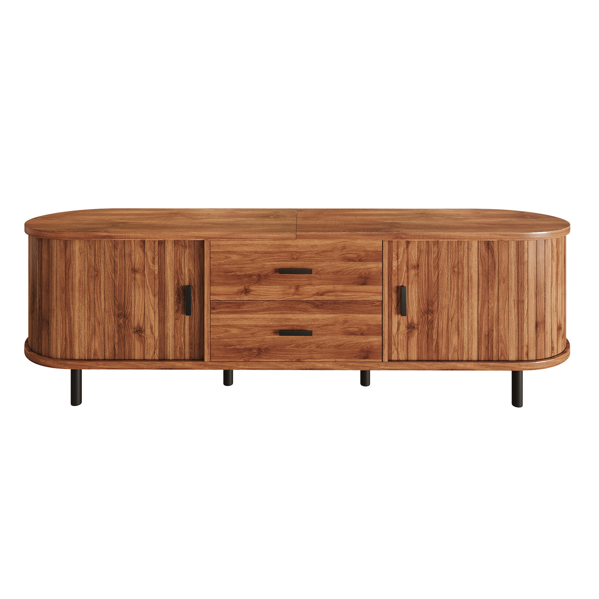 TV-SCHRANK 160/40/55 cm Walnussholzfarbe mit 2 Schublade und Schiebetüren - Nussbaumfarben/Schwarz, Holz/Holzwerkstoff (160/55/40cm) - Oxeza