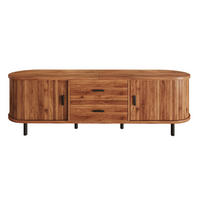 TV-SCHRANK 160/40/55 cm Walnussholzfarbe mit 2 Schublade und Schiebetüren - Nussbaumfarben/Schwarz, Holz/Holzwerkstoff (160/55/40cm) - Oxeza