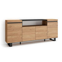 SIDEBOARD eiche, schwarz, 200/35/87cm - Multicolor, Holzwerkstoff (200/87/35cm) - Skraut Home