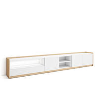 LOWBOARD, Weiß und Eiche, 310/37/50cm, mit Led - Weiß, Holzwerkstoff (310/50/37cm) - Skraut Home