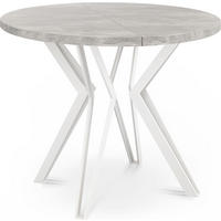 ESSTISCH Austin runder ausziehbarer, Grauer Beton 100-180/100/76 cm - Hellgrau/Weiß, Holzwerkstoff/Metall (100/100/76cm) - WFL GROUP