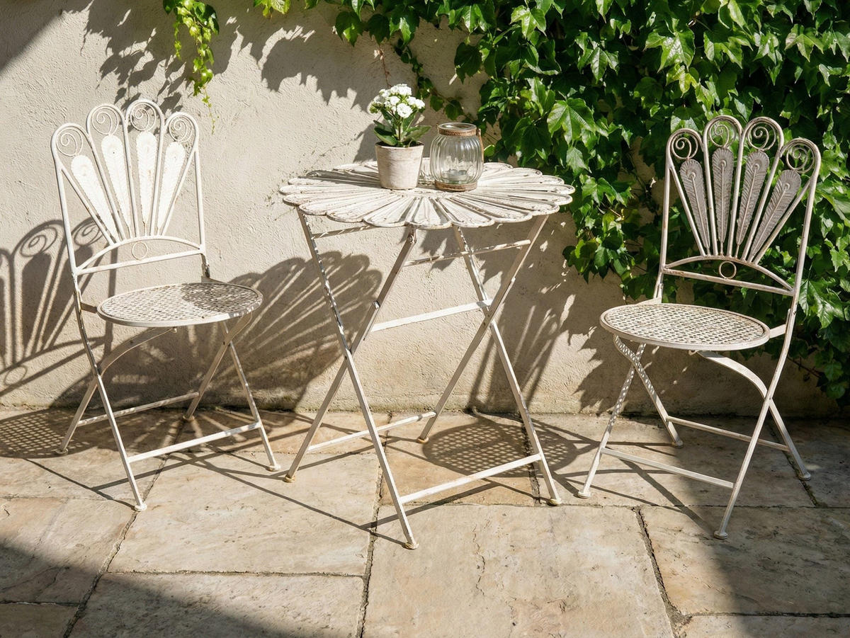 BISTRO STOLEK 71/71 cm Kov Krémově bílý Pavia - bílá, kov (71/71/76cm) - Beliani