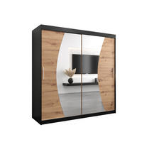 SCHWEBETÜRENSCHRANK 200/200/62 2-türig - Silberfarben/Schwarz, Holz/Kunststoff (200/200/62cm) - Abiks Möbel