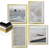 WANDBILDER 4er Set - 50x50 cm & 40x60 cm Goldrahmen - Abstraktes Design, moderne Texturen - Goldfarben, Kunststoff (50/50cm) - ArtPrintCave
