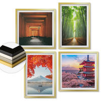 WANDBILDER 4er Set - 50x50 cm & 40x60 cm Goldrahmen - Fuji-Torii-Bambuswald, Japan - Goldfarben, Kunststoff (50/50cm) - ArtPrintCave