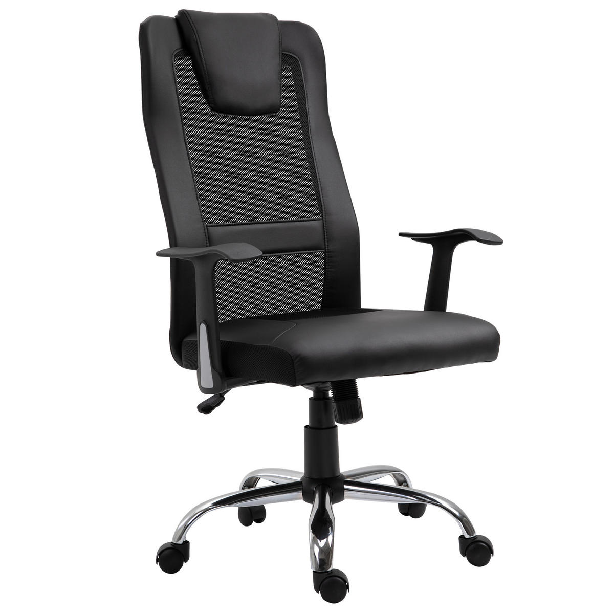 BÜROSTUHL DE-05070 Ergonomisch, höhenverstellbar & PU Schwarz - Schwarz, Metall (73/118/66cm) - ComfortXL