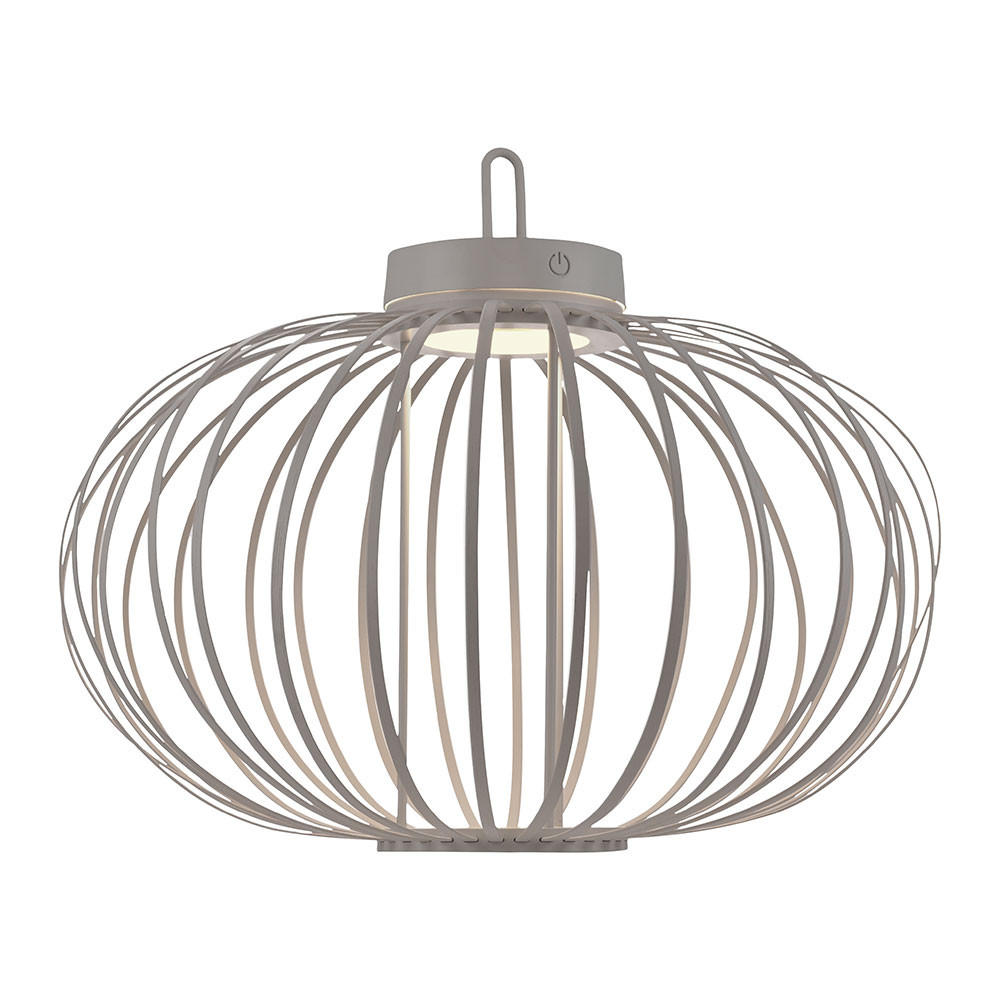 PENDEL-/TISCHLEUCHTE GABBIA LED Akku, greige, Touchdimmer - Beige, Holz (46/46/37.5cm)