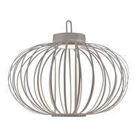 PENDEL-/TISCHLEUCHTE GABBIA LED Akku, greige, Touchdimmer - Beige, Holz (46/46/37.5cm)