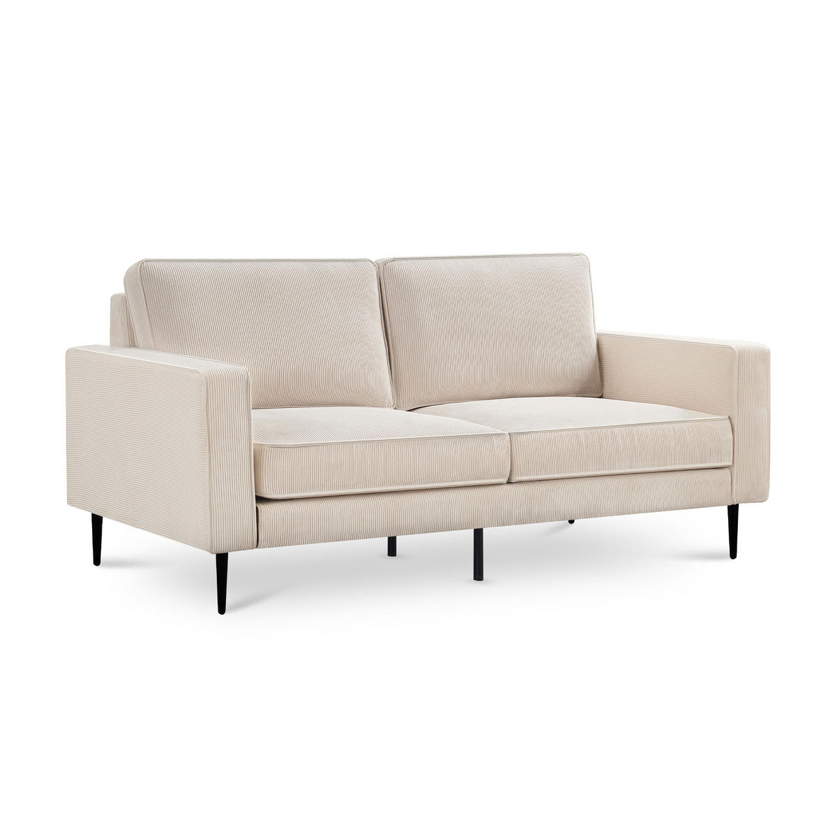 3-SITZER-SOFA Oskar Vintage beige Cord - Beige/Schwarz, Holz/Textil (212/83/92cm) - Sicaan