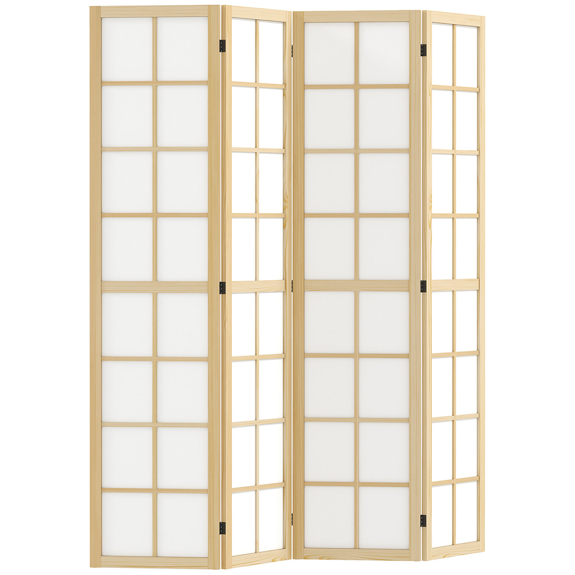 PARAVENT 4-teilig 160 x 170 cm Trennwand Raumteiler für Wohnzimmer Natur - Naturfarben, Holz (1.7/170/160cm) - HOMCOM