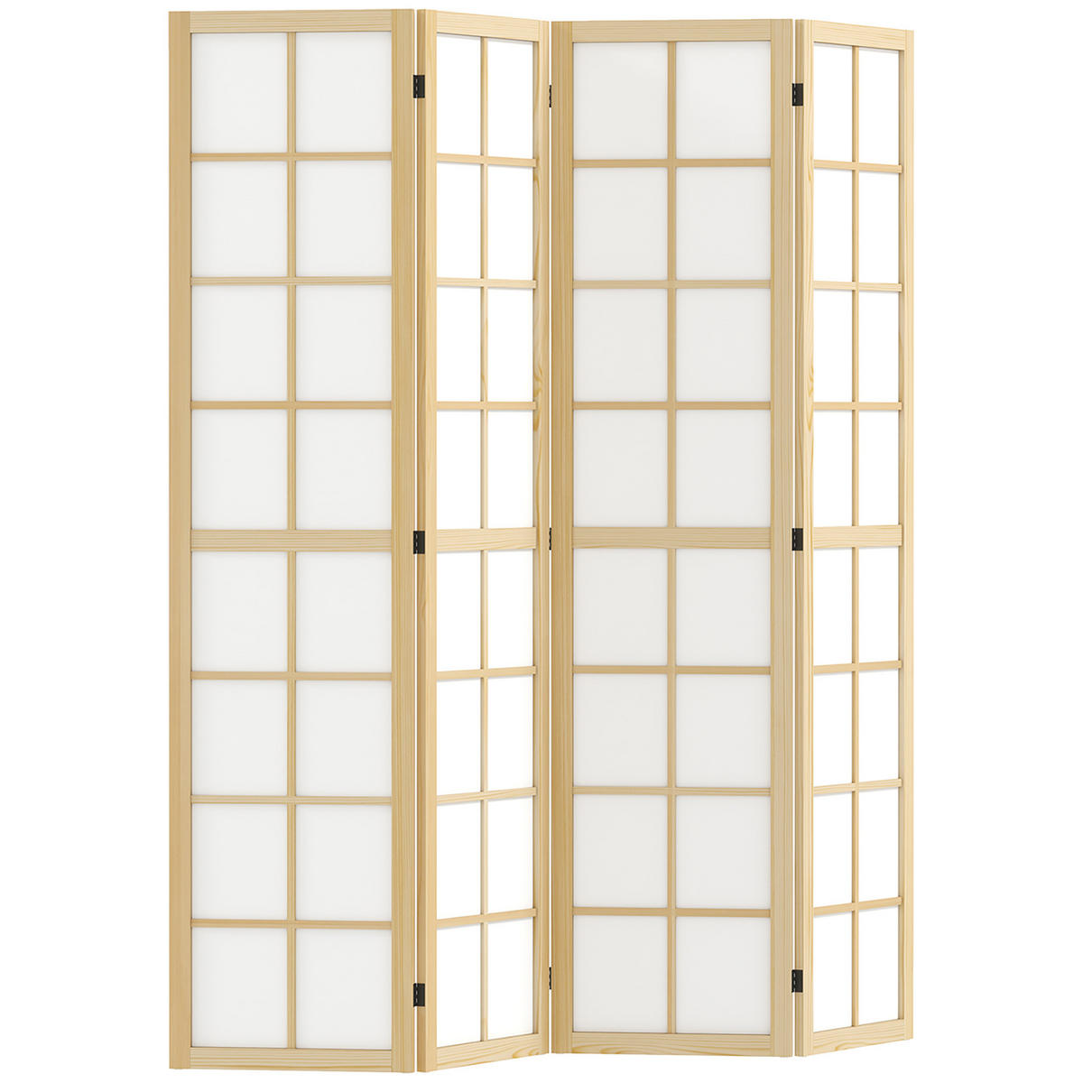 PARAVENT 4-teilig 160 x 170 cm Trennwand Raumteiler für Wohnzimmer Natur - Naturfarben, Holz (1.7/170/160cm) - HOMCOM