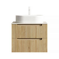 WASCHTISCHUNTERSCHRANK 60x46x62.2cm Weiß/Weißeiche mit ovalem Keramikbecken & 2 Schubladen - Eichefarben, Keramik (60/62.2/46cm) - Modfu