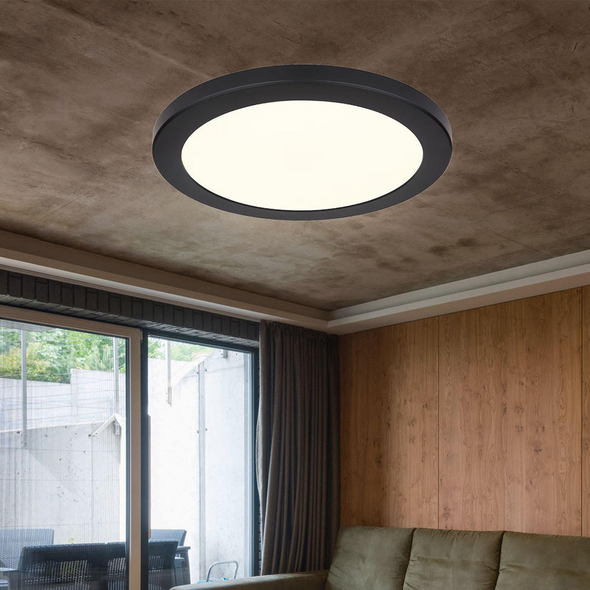 LED DECKENLEUCHTE Kunststoff Schwarz - Schwarz, Kunststoff (29.8/29.8/1.8cm) - Globo Lighting