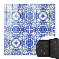 SCHLÜSSELBOX Schwarz 30x30 cm- Türöffnung nach rechts - Blaues Mosaik - Blau, Metall (30/30/5cm) - TULUP