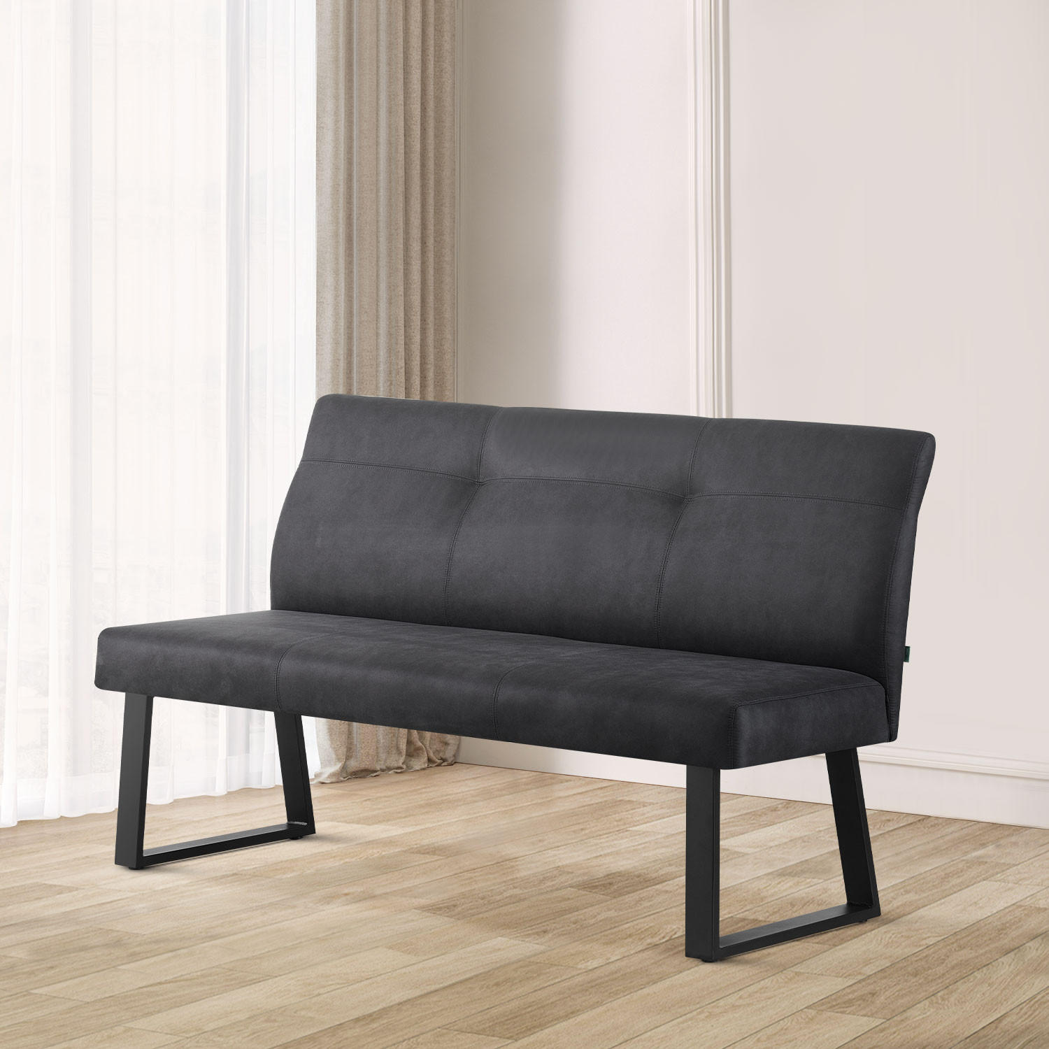 SITZBANK JOY - Schwarz, Metall (160/89/65cm) - DUBI Möbel