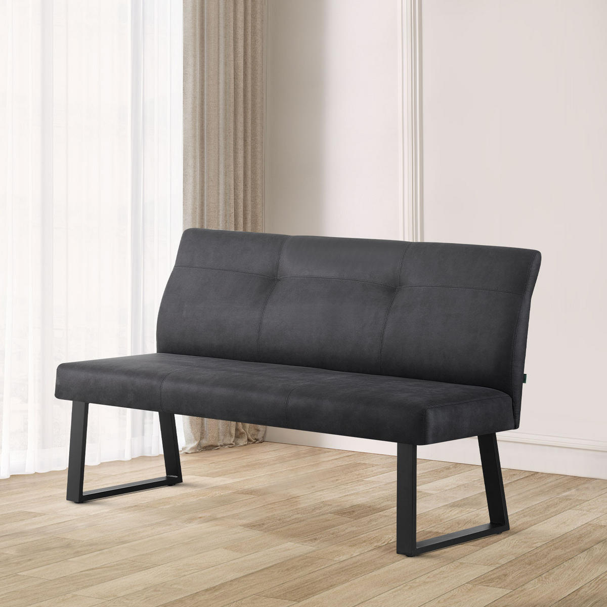 SITZBANK JOY - Schwarz, Metall (160/89/65cm) - DUBI Möbel