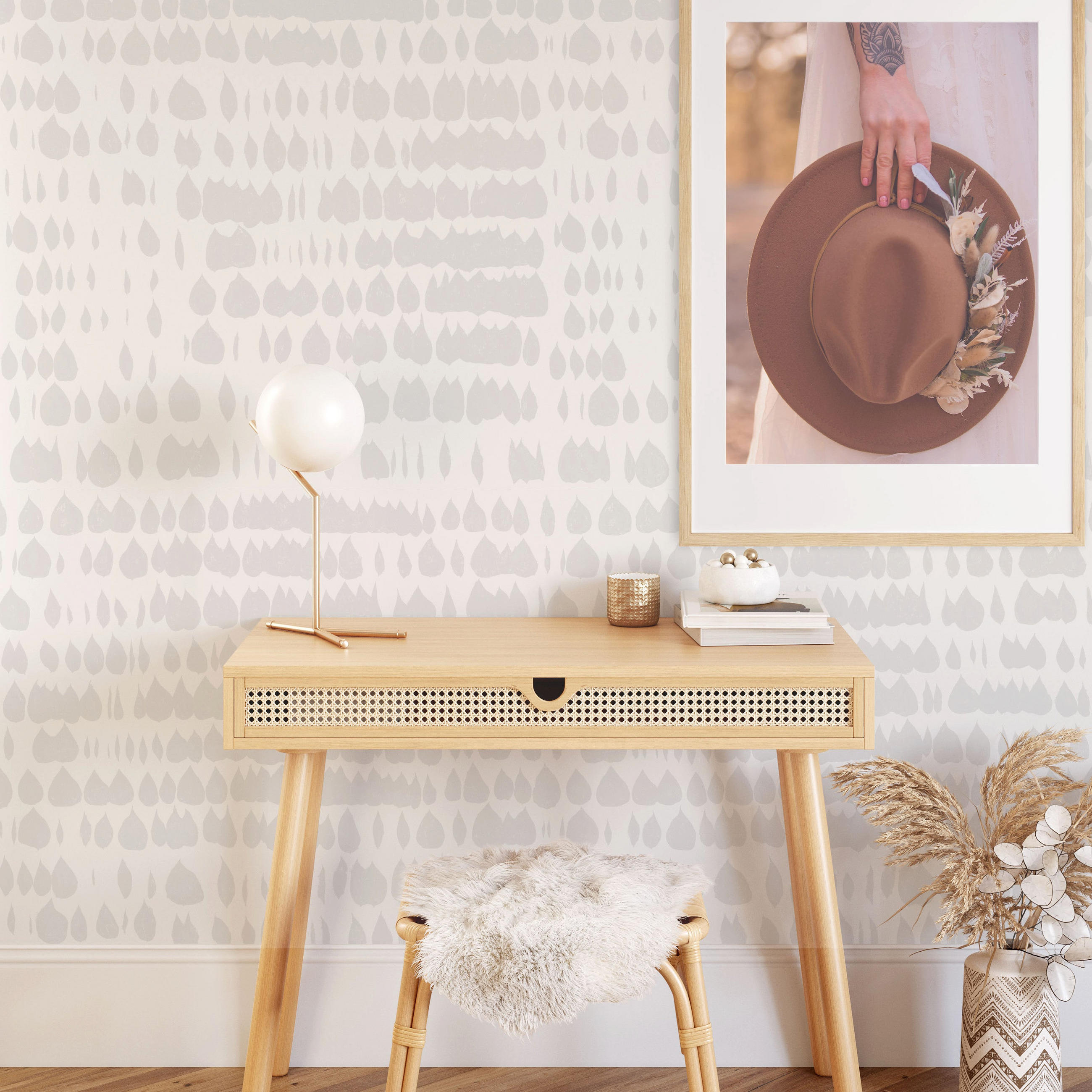 TAPETE Punkte aus echtem Papier, 200x280cm, 8 Bögen - Grau, Papier (200/280cm) - WALLPAPERS4BEGINNERS