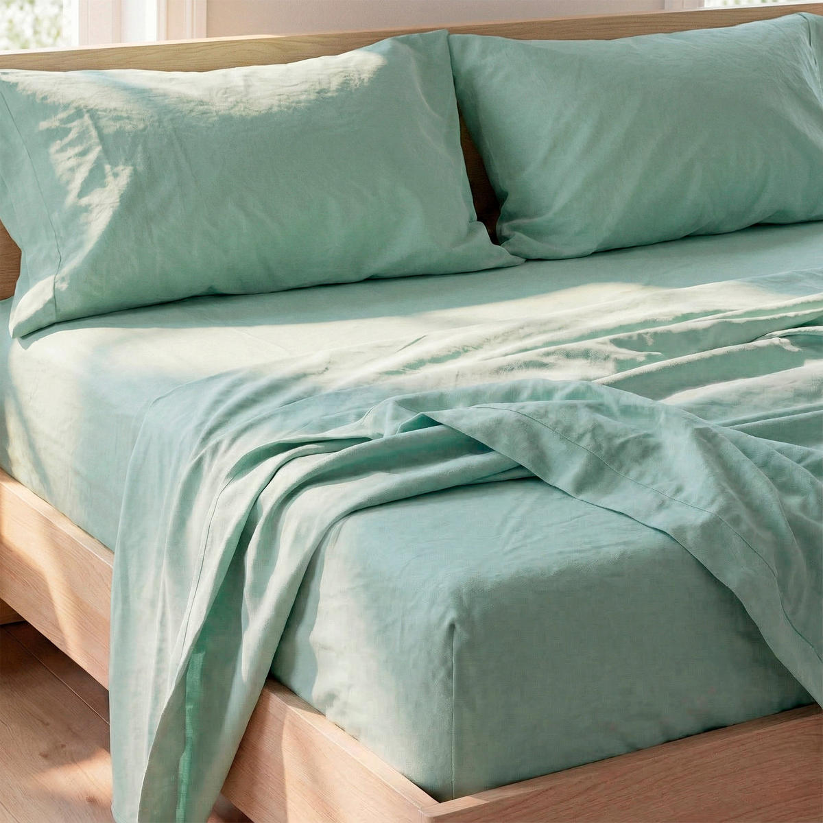 SPANNBETTLAKEN Basic Minze 105x200x32 cm (Bett 105) - Mintgrün, Textil (105/200cm) - Happy Friday