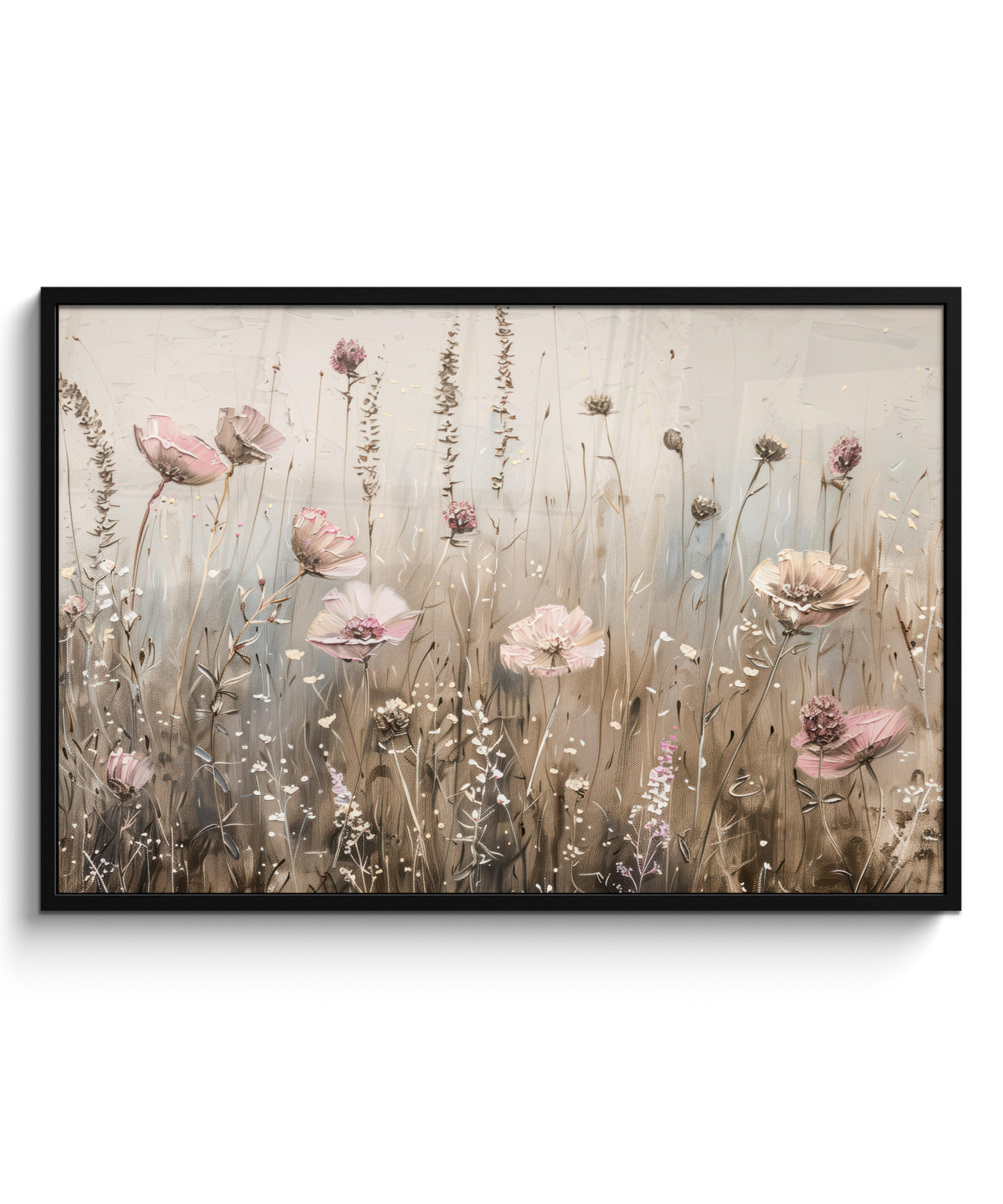 POSTER MIT RAHMENGERAHMTES BILD - Blumen - Rosa - Modern - Beige - 120x80 cm - Beige, Papier (120/80cm) - MuchoWow
