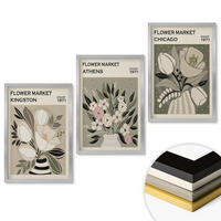 WANDBILDER 3er Set - 40x60 cm Silberner Rahmen - Retro-Blumenarrangements - Silberfarben, Kunststoff (40/60cm) - ArtPrintCave