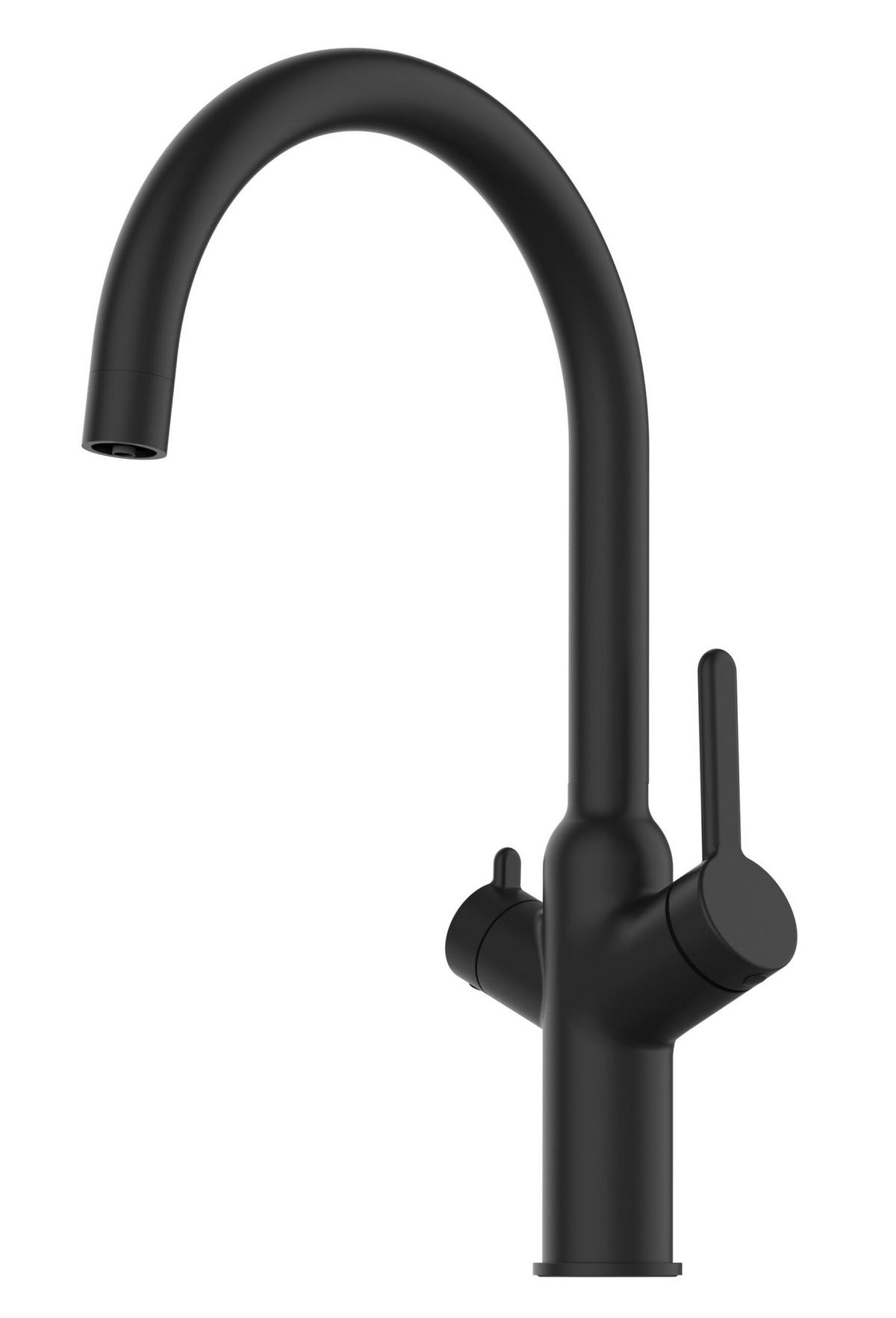 3-WEGE-KÜCHENARMATUR, Schwarz Matt, 360° schwenkbar - Schwarz, Metall (21.4/38.5/21.4cm) - VIZIO