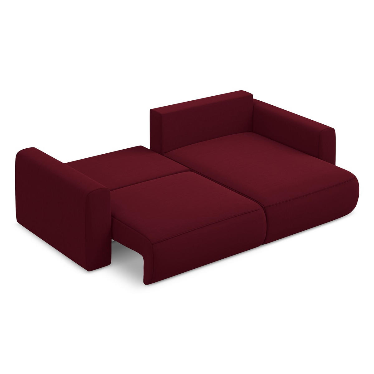 ECKSOFA mit Schlaffunktion Samt Stoff Rot - Bordeaux/Rot, Kunststoff/Textil (240/149cm) - LaMiaSofa