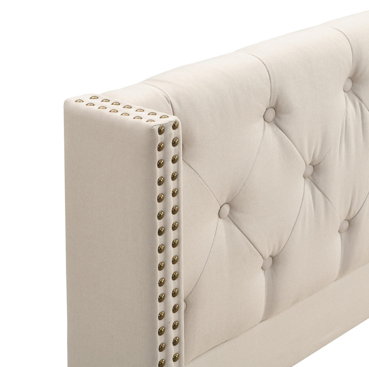 POLSTERBETT aus Leinen 160x200 cm in Beige mit Lattenrost - Beige, Textil (160/200cm) - Modfu