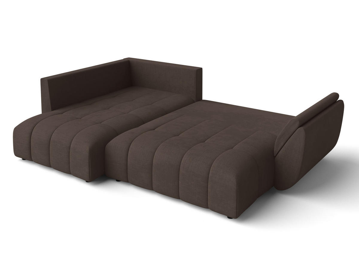 ECKSOFA L Form Corleone Braun 266/182/91 cm mit Schlaffunktion - Schwarz/Braun, Kunststoff/Textil (266/182cm) - AX Living