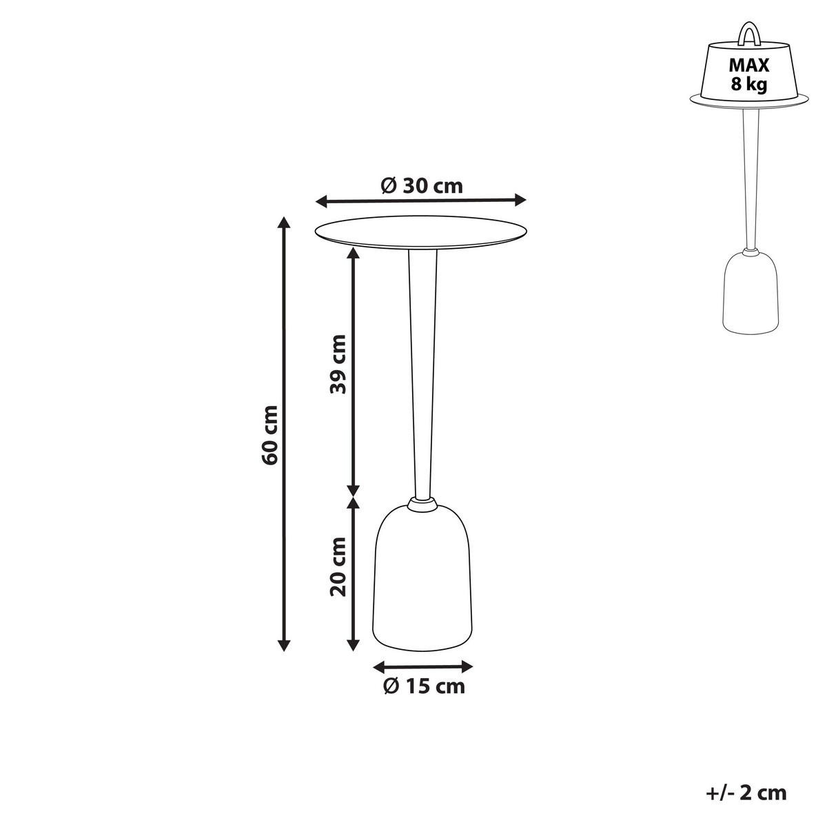 BEISTELLTISCH Aluminium schwarz rund 30 cm Selwyn - Schwarz, Metall (30/30/60cm) - Beliani