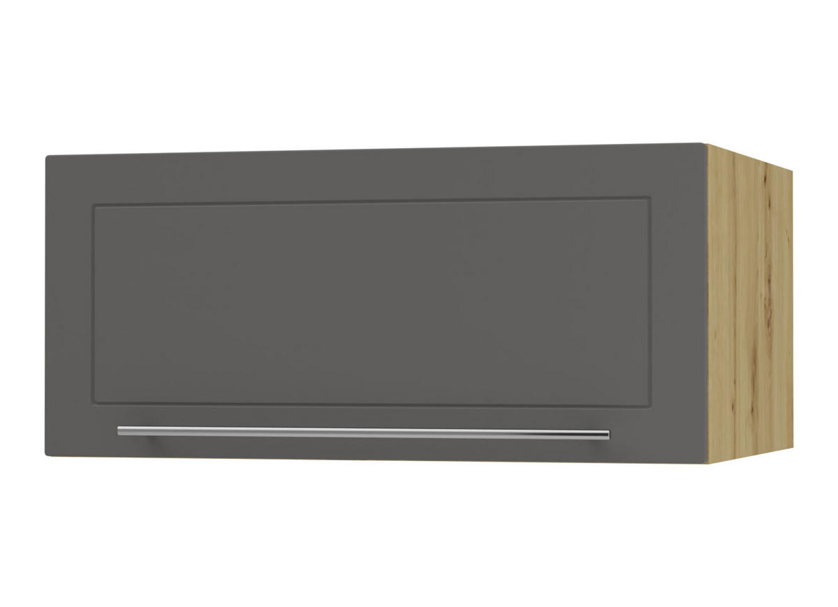 KLAPPHÄNGESCHRANK Kvantum W6B/80 Graphit Matt / Eiche Artisan Matt 80 / 59 / 36cm - Graphitfarben/Eiche Artisan, Holz/Holzwerkstoff (80/36/59cm) - Feldmann-Wohnen