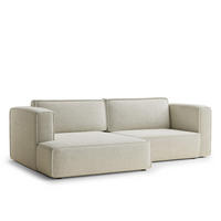 ECKSOFA MIT SCHLAFFUNKTION Velto Creme Chenille-Stoff - Creme/Schwarz, Holz/Holzwerkstoff (152/250cm) - Maison de Reve