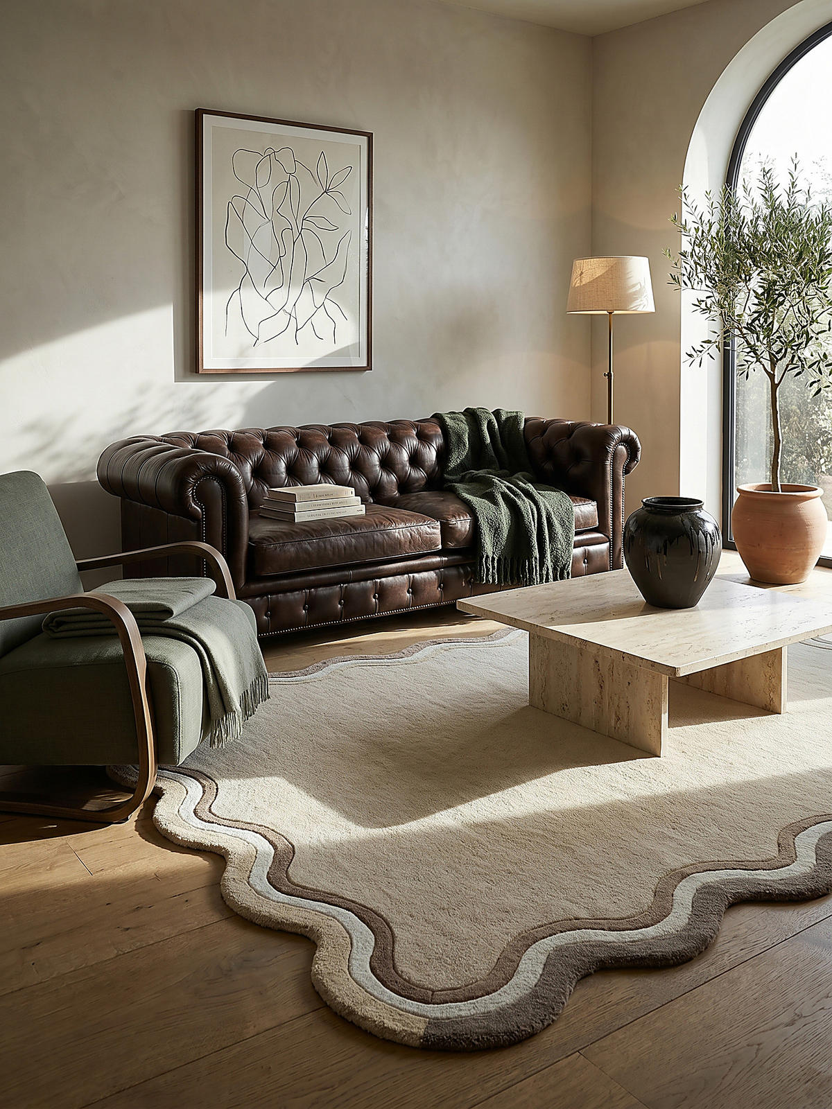 TEPPICH aus Wolle WINCH in Natur, mit Bordüre, 160 x 230 cm - Beige, Textil (160/230cm) - KADIMA DESIGN