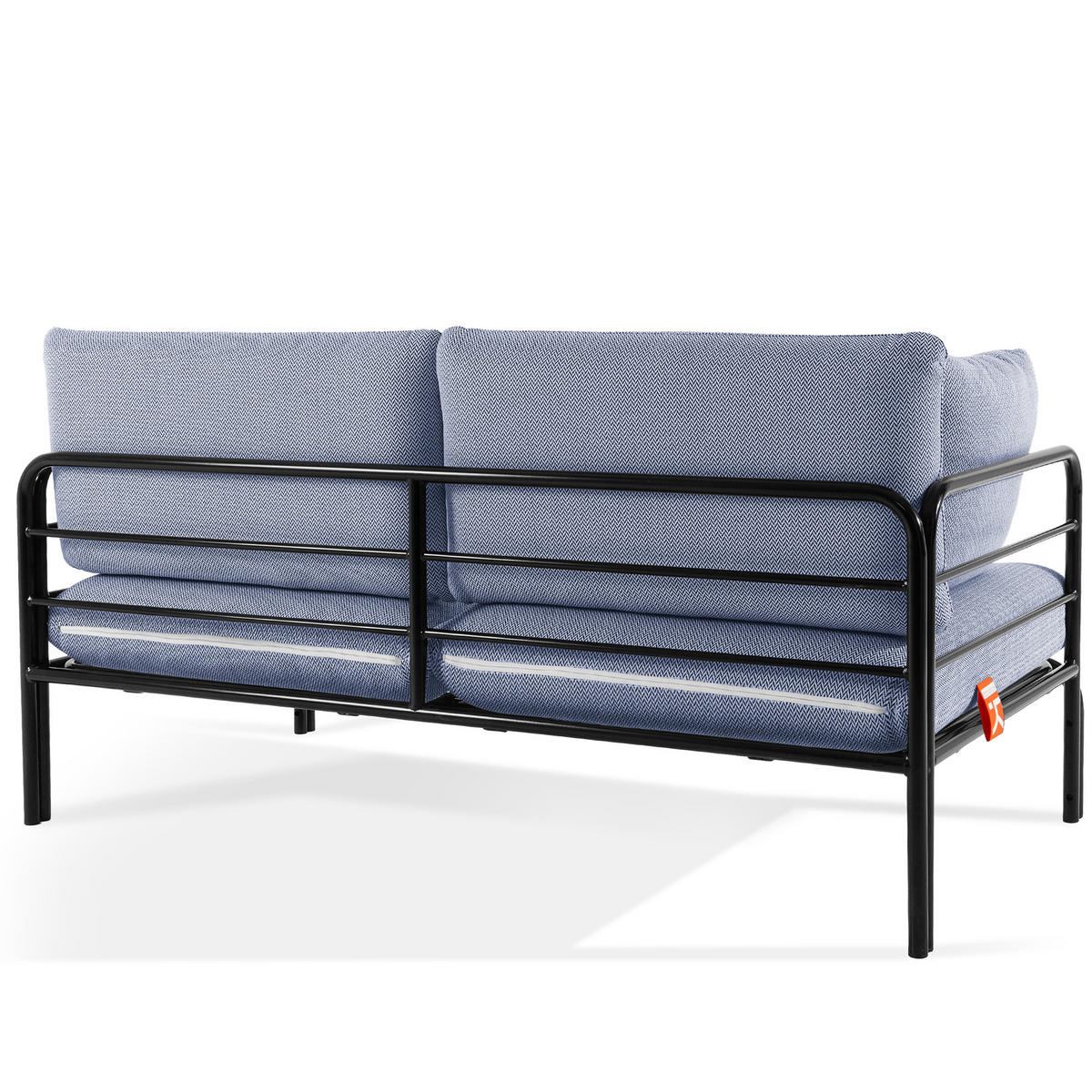 GARTENSOFA RAMBE 2-Personen mit Kissen, Anthrazit - Anthrazit/Dunkelblau, Textil/Metall (150/80/80cm) - KONSIMO®