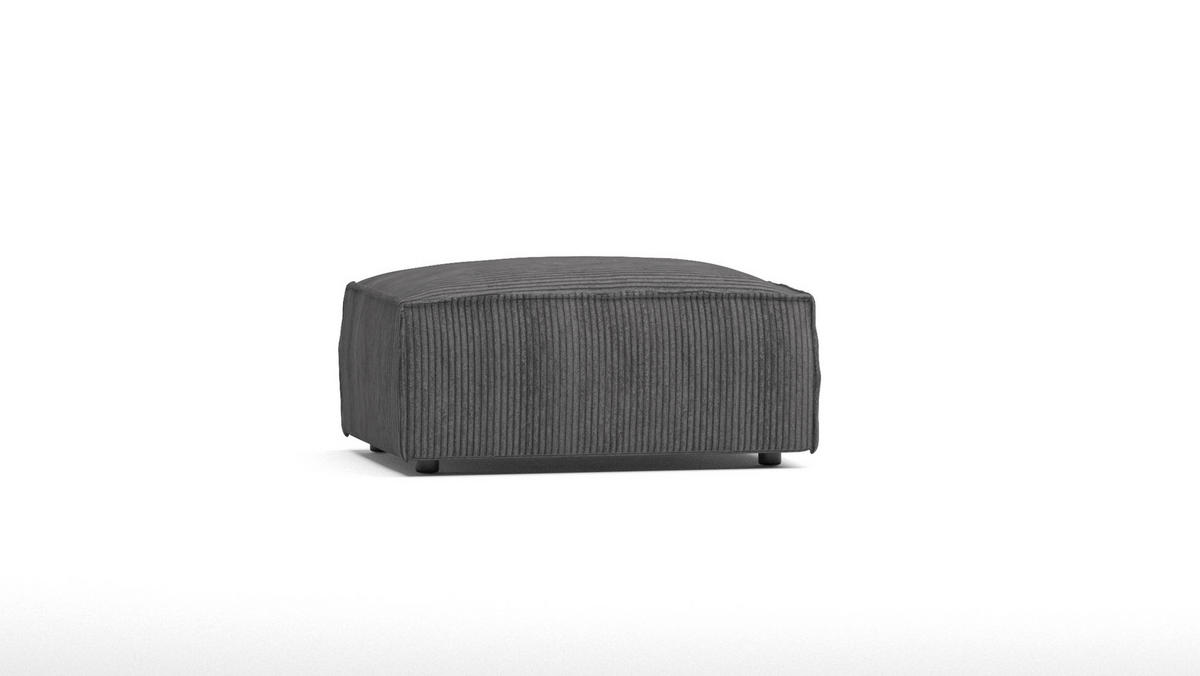 HOCKER Nova Grau Cord - Schwarz/Grau, Holz/Kunststoff (93/46/73cm) - S-Style Möbel
