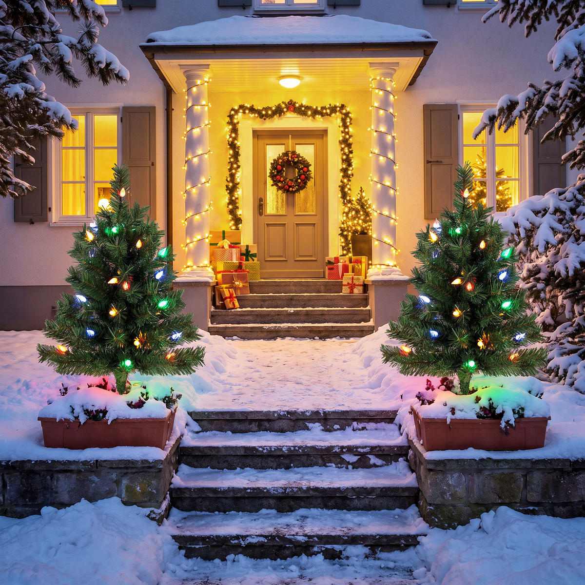 WEIHNACHTSBAUM 2er Set PVC Metall Grün - Grün, Kunststoff (60cm) - HOMCOM