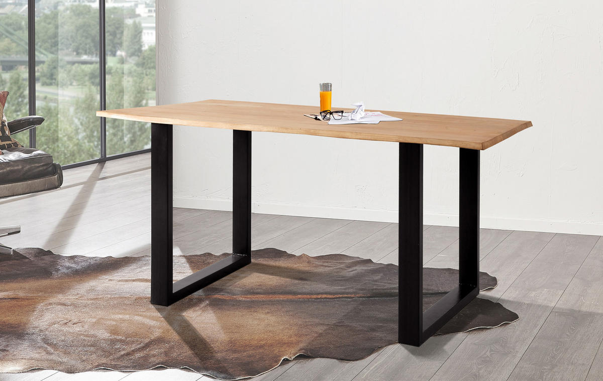 ESSTISCH MAILO - Beige/Schwarz, Holz/Metall (85/160/77cm) - SAM