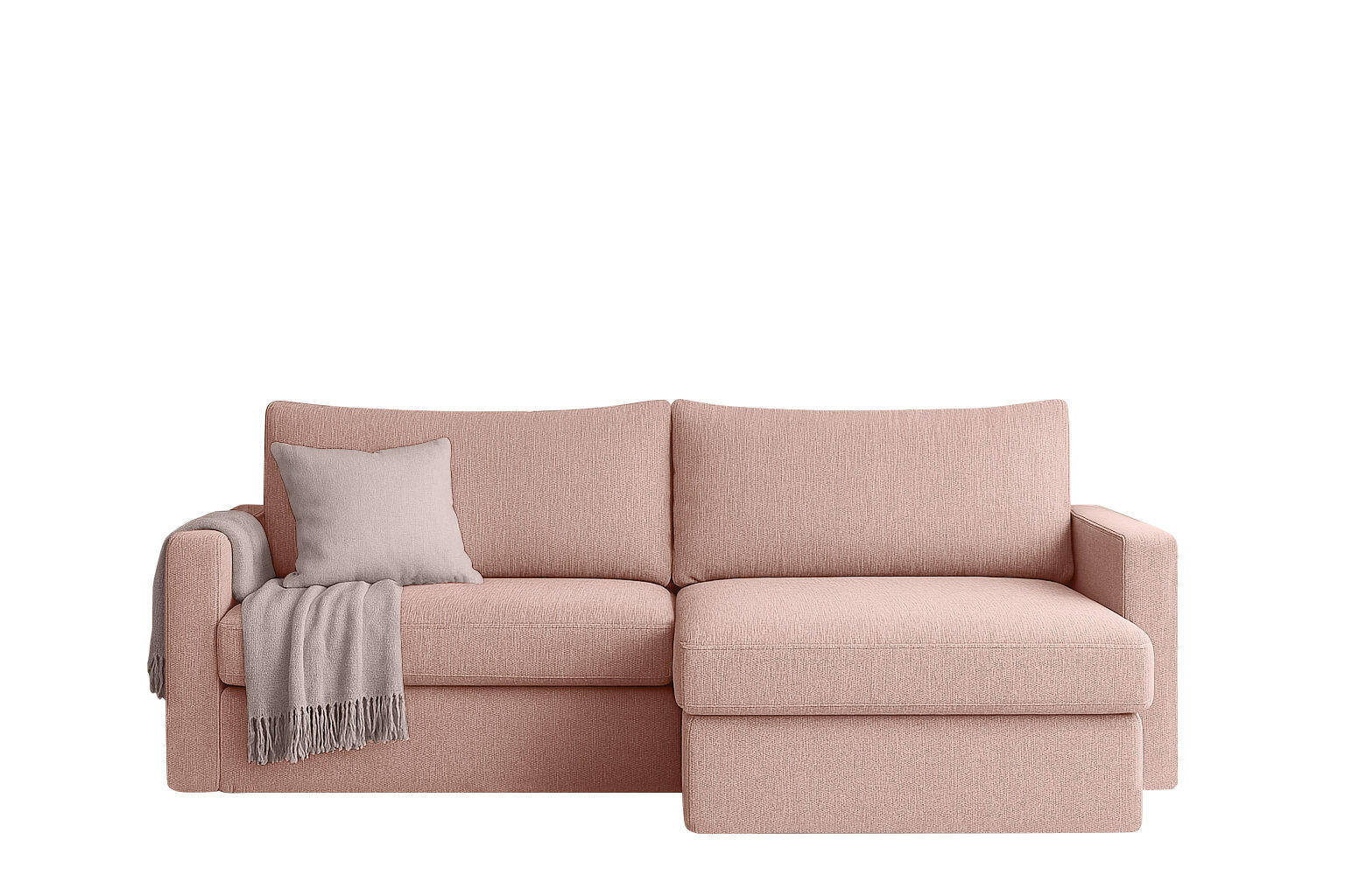 ECKSOFA Mit Schlaffunktion Und Bettzeugablage LUBEKA Stoff Faro Rosa Rechts - Rosa, Holz (224/147cm) - Kaiser Möbel