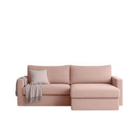 ECKSOFA Mit Schlaffunktion Und Bettzeugablage LUBEKA Stoff Faro Rosa Rechts - Rosa, Holz (224/147cm) - Kaiser Möbel