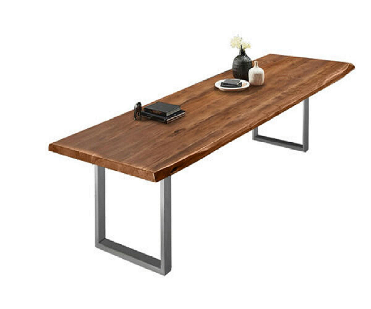 ESSTISCH VALIN - Silberfarben/Braun, Holz/Metall (120/350/79cm) - SAM