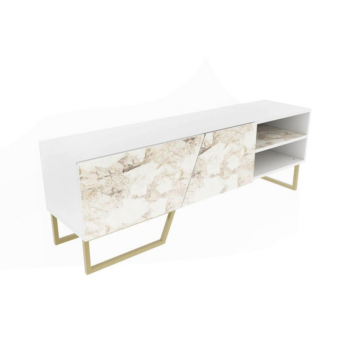 TV-ELEMENT Denasse Weiß Gold - Goldfarben/Weiß, Holzwerkstoff (150/50.5/35cm) - Decorotika