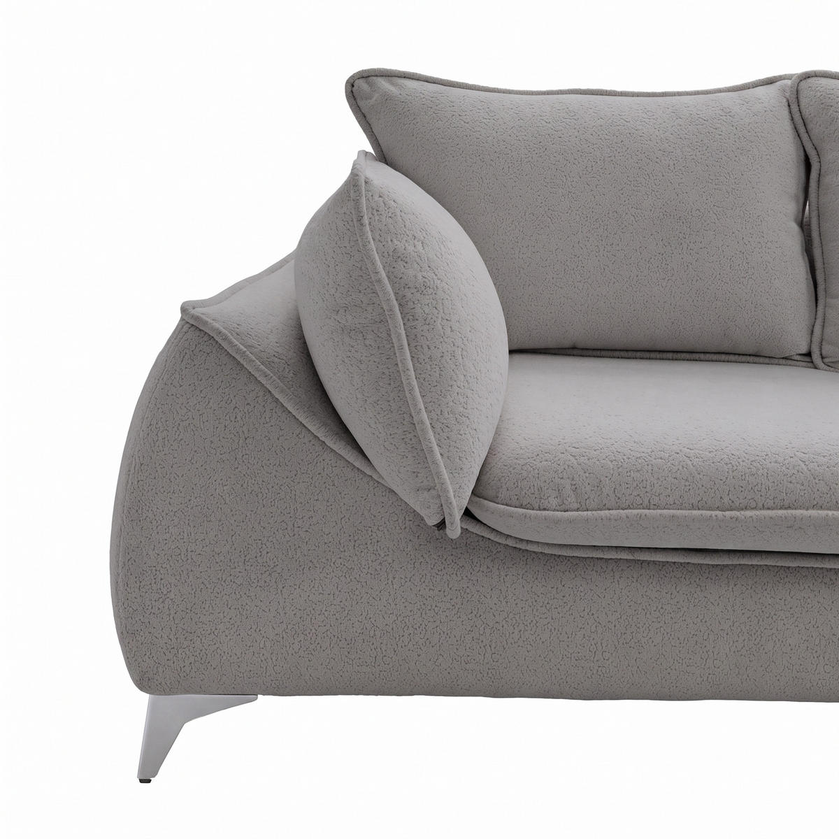 3-SITZER Sofa MELANI 252 cm Velours Grau - Chromfarben/Grau, Holz/Textil (252/90/88cm) - Muffo