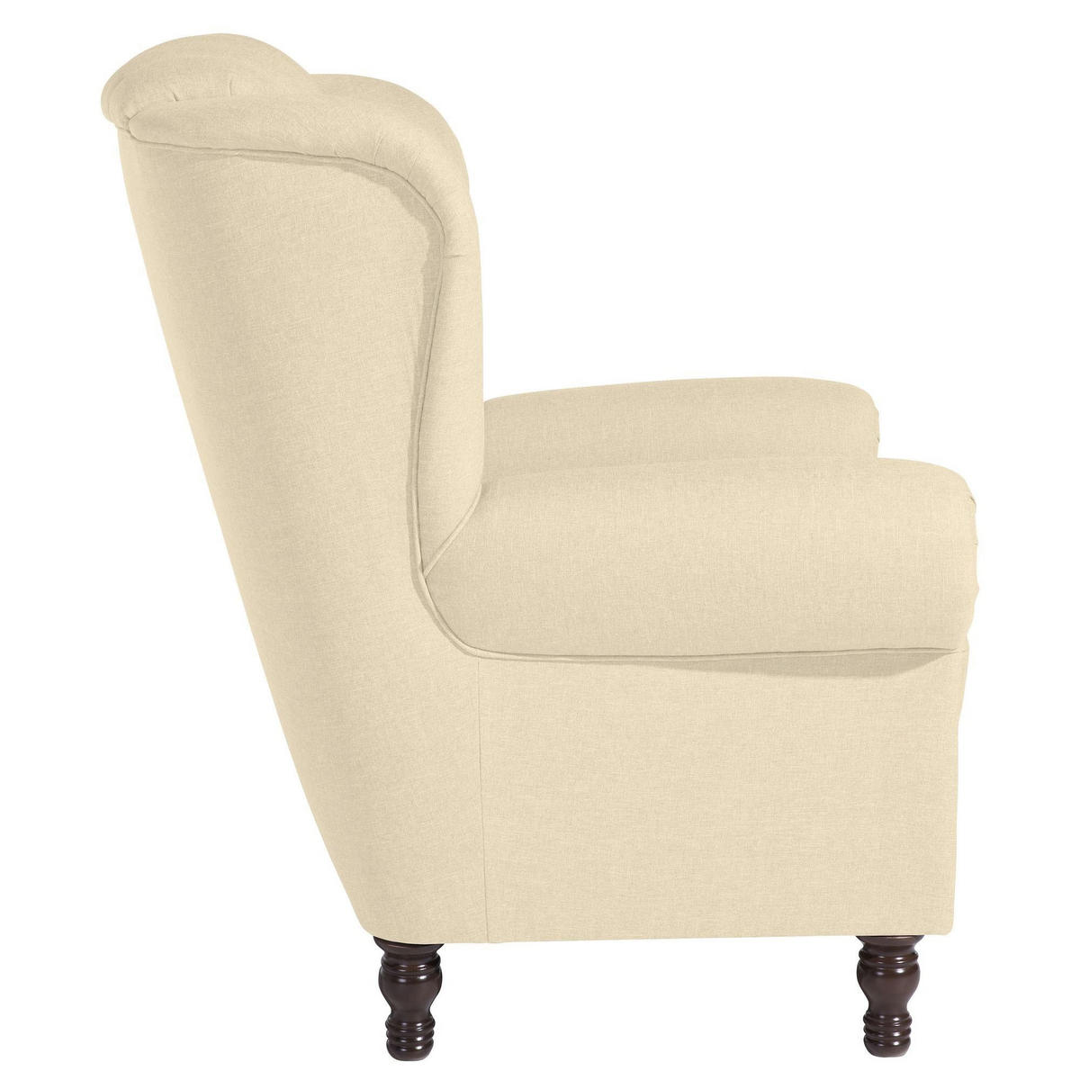 OHRENBACKENSESSEL Katreen Bezug Flachgewebe Buche nussbaum dunkel / beige - Weiß, Kunststoff (91/101/90cm) - 58aufmkessel